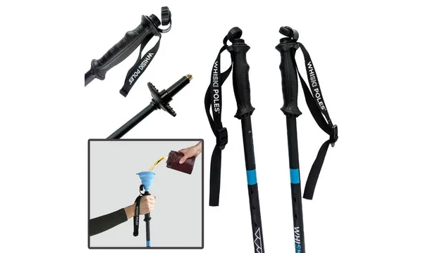 Whiski Poles Are High Performance Ski Pole Flasks Holding 16 oz + Free Collapsible Funnel + Stickers! - Matte Black, 120 cm, 48