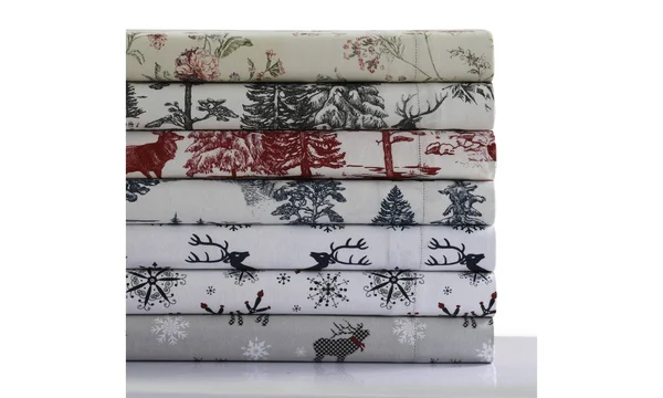 Dollhouse Floral Heavyweight Cotton Flannel Printed Extra Deep Pocket Twin XL Sheet Set - Multicolor