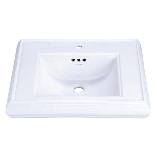KOHLER K-2239-1-0 Memoirs Pedestal Bathroom Sink Basin with Single Faucet Hole, White