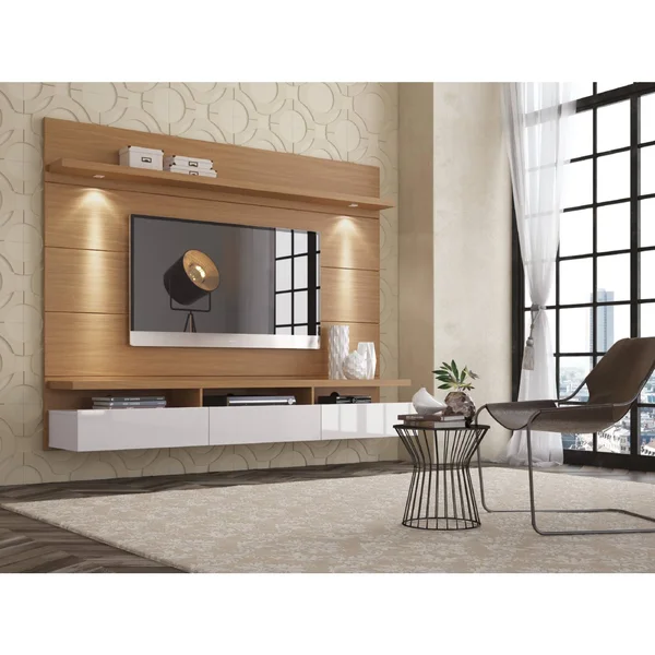 Manhattan Comfort Cabrini 1.8 71x22 Floating TV Center, Maple Cream/Off White