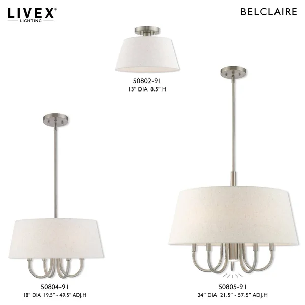 Livex Lighting 50804-92 Belclaire 4-Light Pendant Chandelier, English Bronze