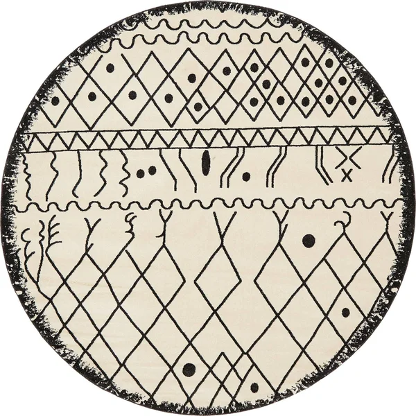 Unique Loom 3140731 8 x 8 ft. Tribal Fez Round Rug Beige
