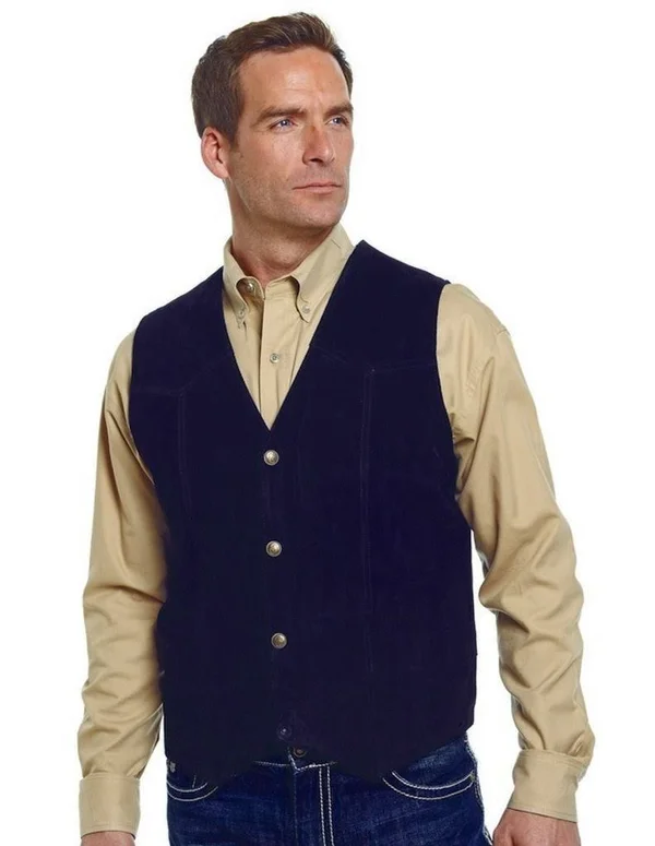 Cripple Creek Western Vest Mens Suede Buttons ML3061T Black
