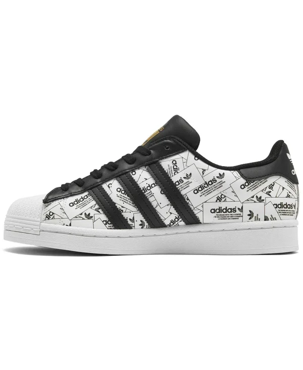 Adidas Superstar White/Black Print Men's Shoes, Size: 10