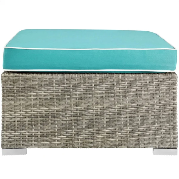 Modway Light Gray White Repose Outdoor Patio Upholstered Fabric Ottoman