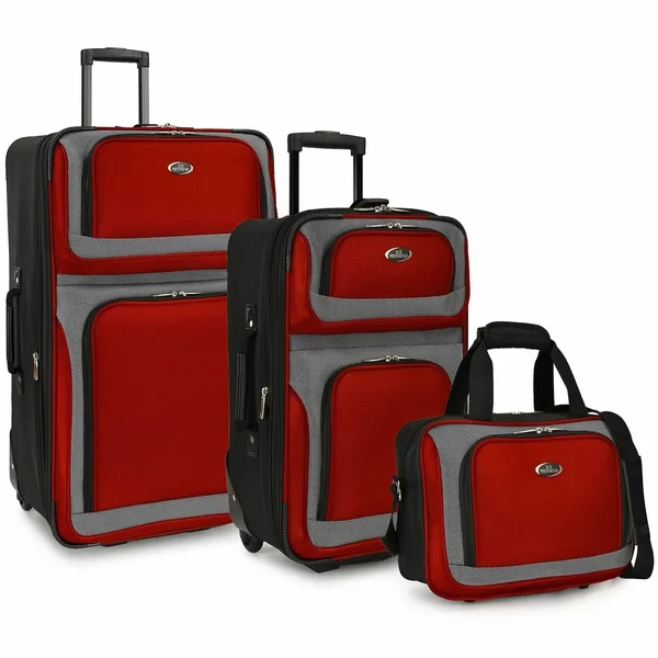 U.S. Traveler New Yorker Lightweight Expandable Rolling Luggage, Black, 3-Piece Set