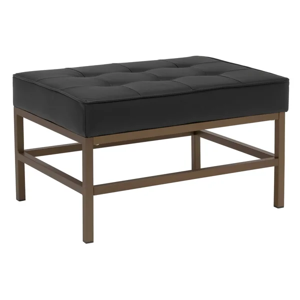 Studio Designs Home Ashlar Tufted Leather Ottoman - Black