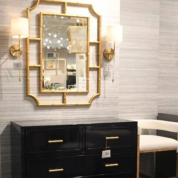 Worlds Away Marian Bamboo Mirror Gold