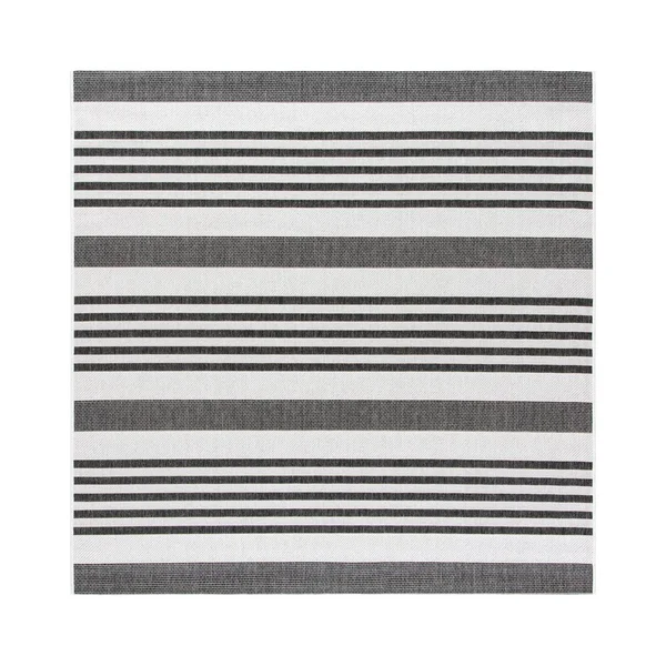 Safavieh Beach House Sebiha Indoor/ Outdoor Rug - 6&7x22 x 6&7x22 Square - Light Grey/Charcoal