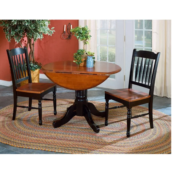 A-America British Isles Slatback Side Chair, Oak-Black Finish, Set of 2