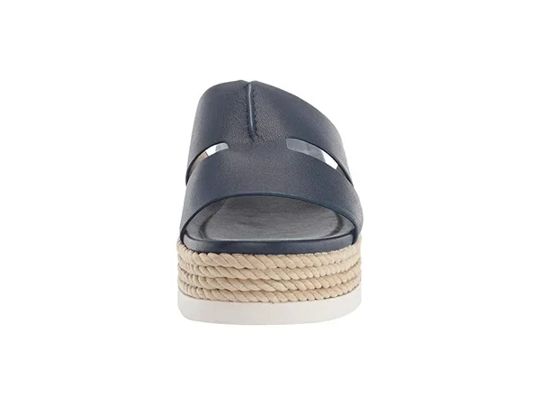 Franco Sarto Women's Kenny Platform Slide, Lapis Blue Bazini Leather