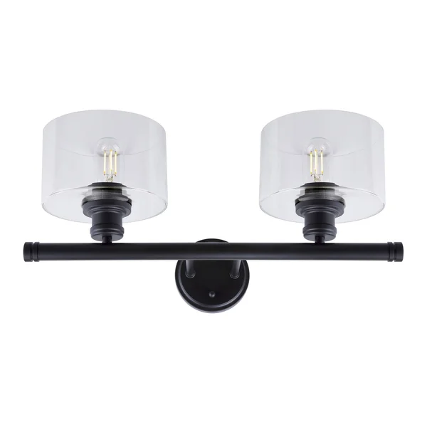 Forte Lighting-5748-02-04-Zane - 2 Light Bath Vanity Black Finish with Clear Glass