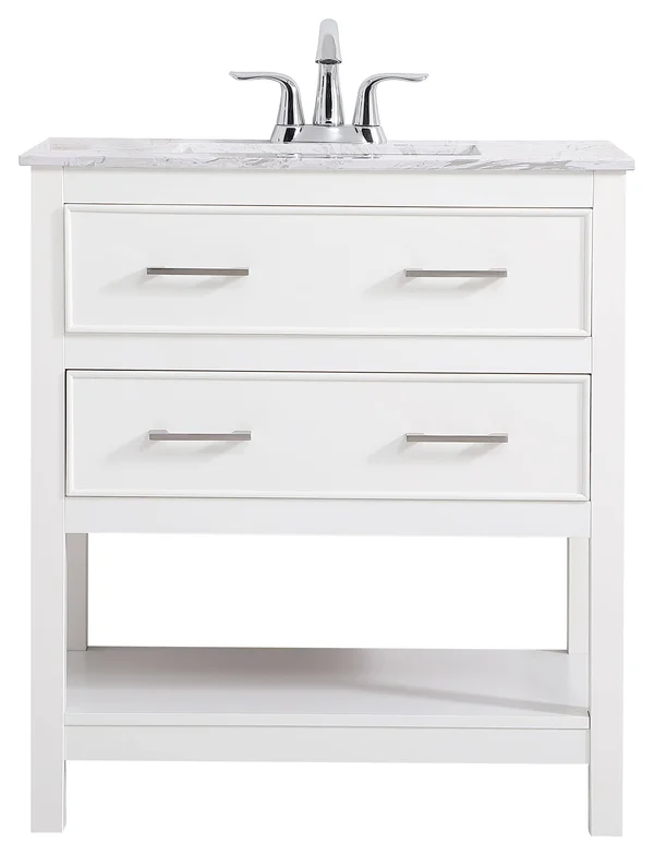 30 inch Single Bathroom Vanity in White - Elegant Lighting VF90130WH