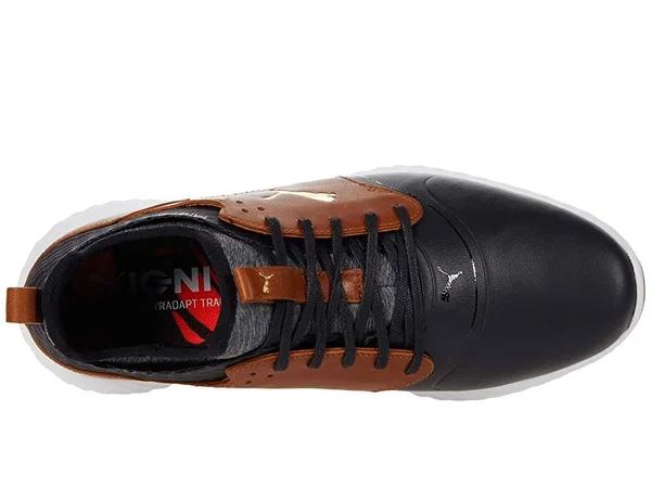 Puma Ignite PWRADAPT Caged Crafted Golf Shoes Black/Leather Brown M 13