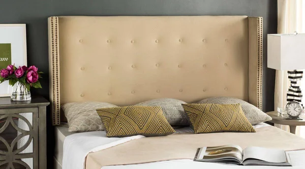 Safavieh Keegan Winged Tufted Headboard - Buckwheat Velvet - Twin