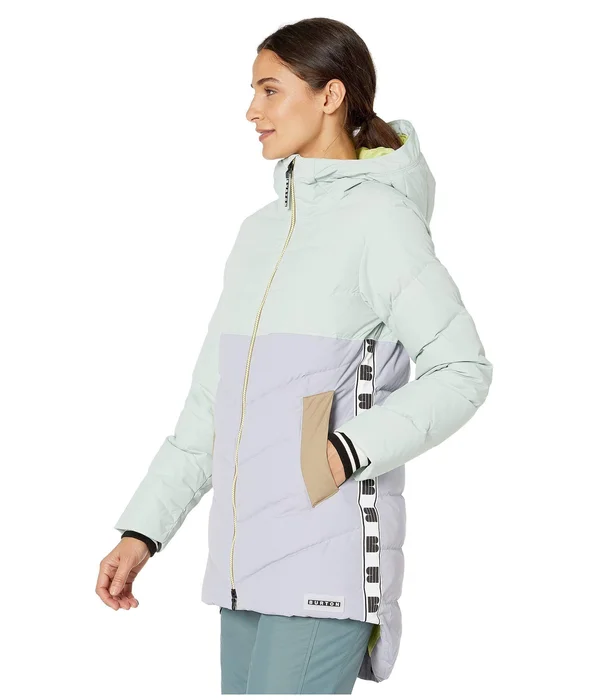 Burton Women's Loyle Down Jacket, Aqua Gray, Lilac Gray, Timber Wolf, Sunny Lime, Xs