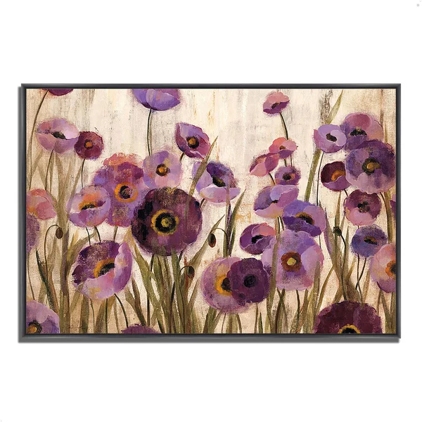 Tangletown Fine Art Pink and Purple Flowers by Silvia Vassileva Framed Painting Print - 22x22 x 32