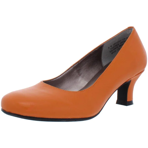 Array Womens Flatter Low Heels, 6, Orange Leather