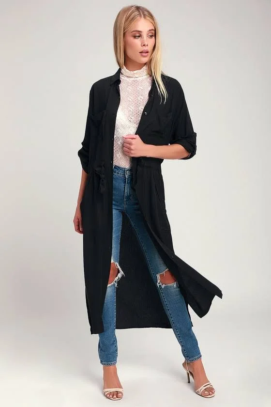 Lulus, Brewer Black Midi Shirt Dress, Size Small, 100% Rayon