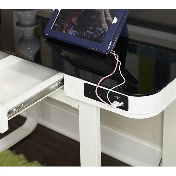Powell Lynk Desk with Adjustable Height - White
