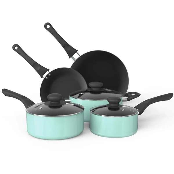 Mosta Aluminum Alloy Non-Stick Cookware Set, Pots and Pans - 8-Piece Set (Turquoise)