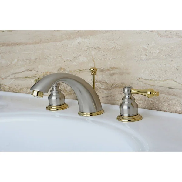 Kingston Brass KB979AL Victorian Widespread Bathroom Faucet - Satin Nickel, Polished Brass