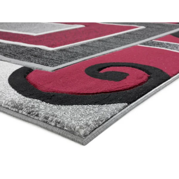 MDA Home Glamour Red/Black Polypropylene Area Rug - 8&1x22 x 10&5x22