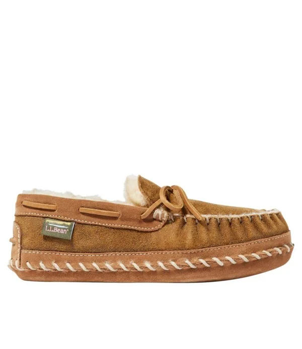 Women's Wicked Good Sheepskin Shearling Lined Slipper Camp Moccasin Originals Brown 10 M(B) - L.L.Bean