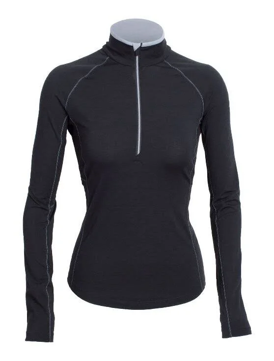 Icebreaker Women's Zone Long Sleeve Half Zip Top, Black, Size M by Campman