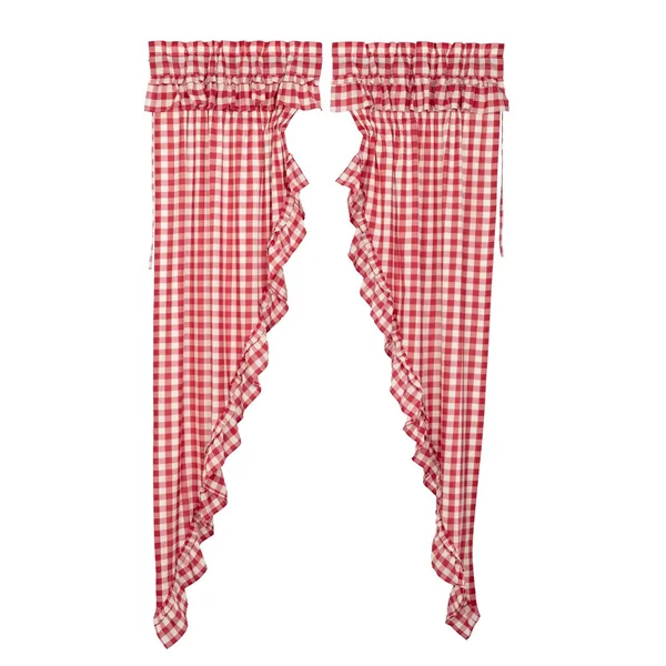 Annie Buffalo Check Ruffled Short Prairie Panel Set Red