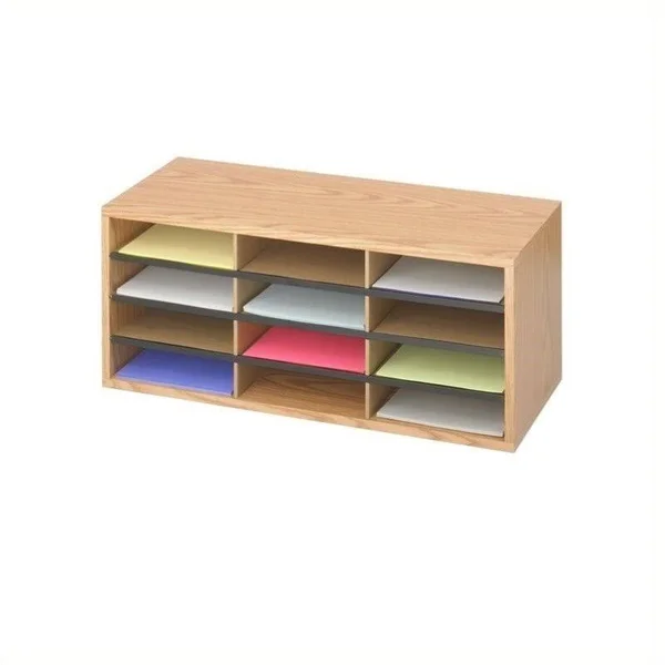 Scranton & Co Medium Oak Wood/Corrugated 12 Compartment Mail Organizer