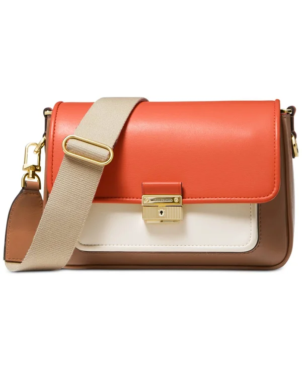Michael Michael Kors Bradshaw Medium Leather Messenger Bag - Orange Spice/Gold