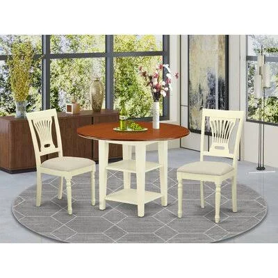 Aggappera Drop Leaf Solid Wood Rubberwood Dining Set Winston Porter Pieces Included: 3 Pieces: 1 Table - 2 Chairs