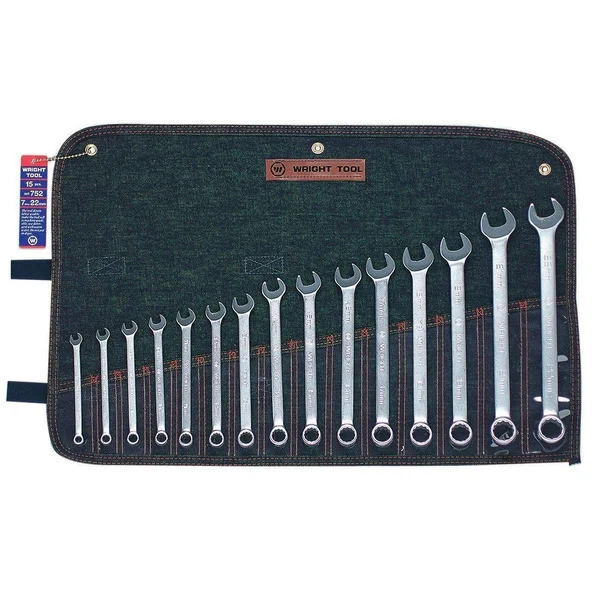 Wright Tool 752 12 Point Metric Combination Wrench Set, 7mm - 22mm (15-Piece)