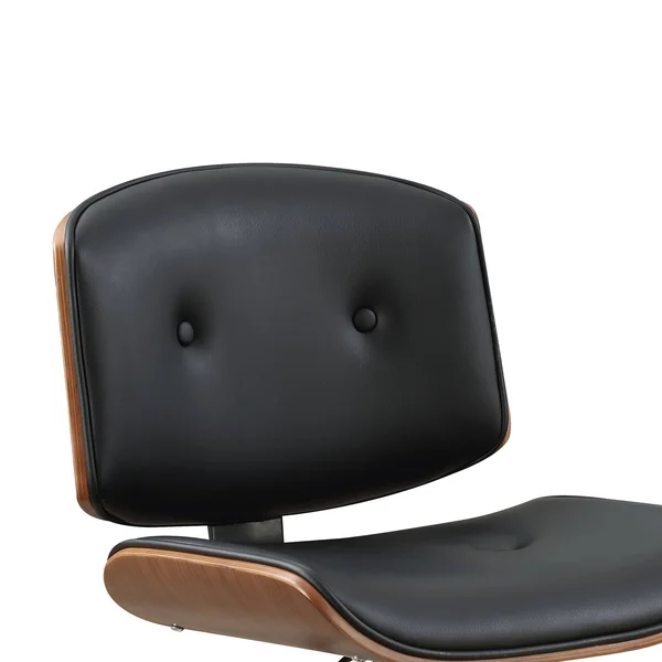Metal & Wooden Office Armless Chair Black & Walnut Brown