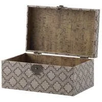 Brown Decorative Boxes - Blue - Brown, Multi-Color - Set of Three