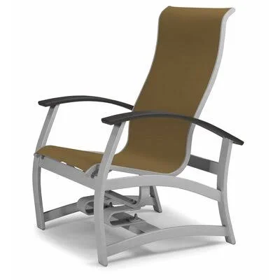 Belle Isle Marine Grade Sling Hidden Motion Chat Swivel Patio Chair Telescope Casual Frame Finish: Textured Silver - Fabric: Peca