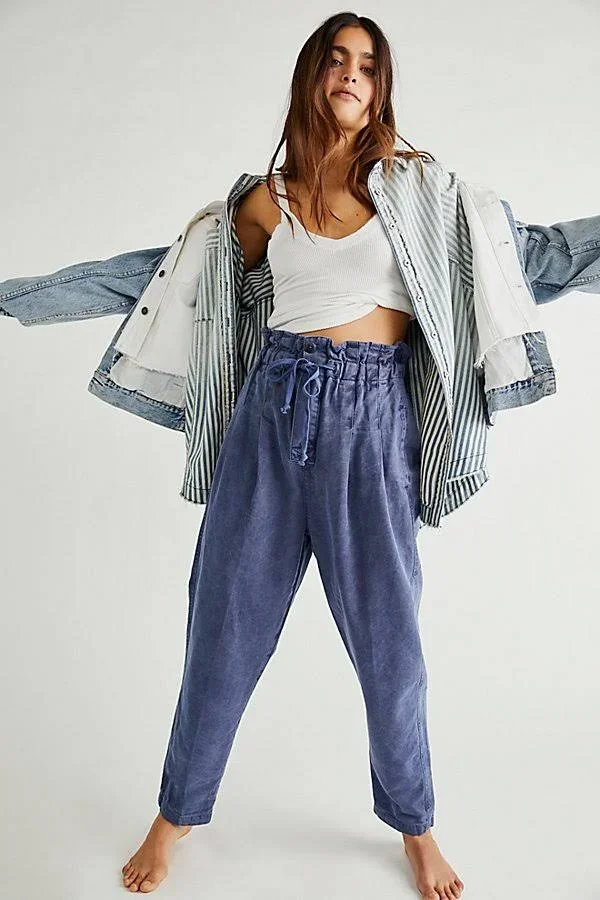 Margate Pleated Trouser by We The Free at Free People in Blue - Size: M