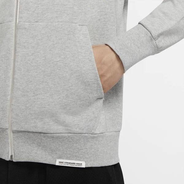 Nike Men's Dri-Fit Standard Issue Full-Zip Basketball Hoodie - Small, Dark Grey Heather
