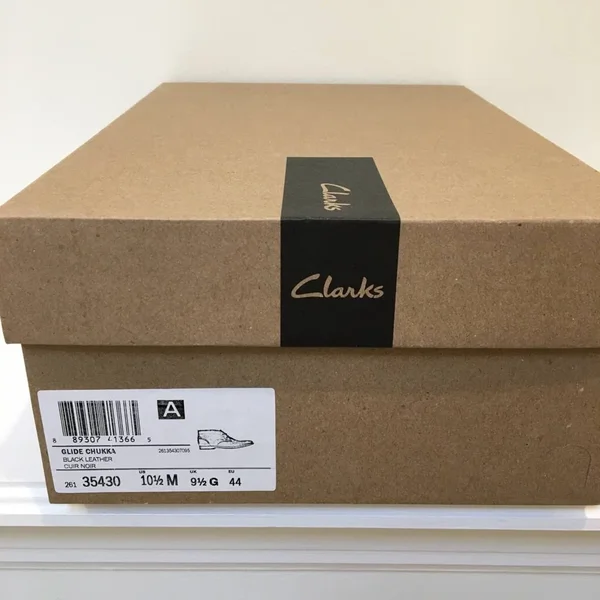 Mens Boot Black Leather Clarks Glide Chukka Size 10.5