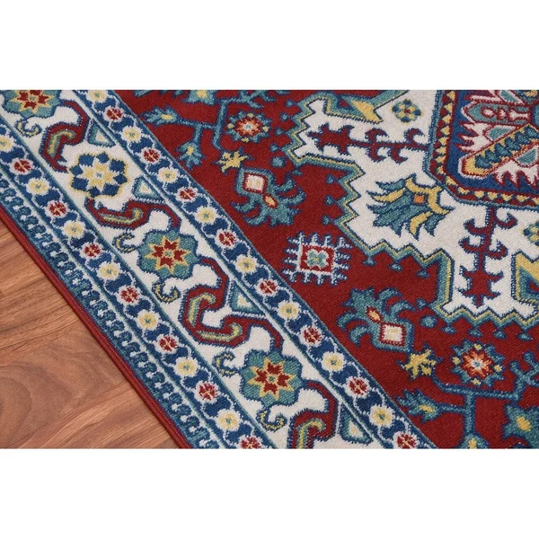 MSRUGS KLM Traditional Oriental Medallion Persian Style Blue Red Area Rug