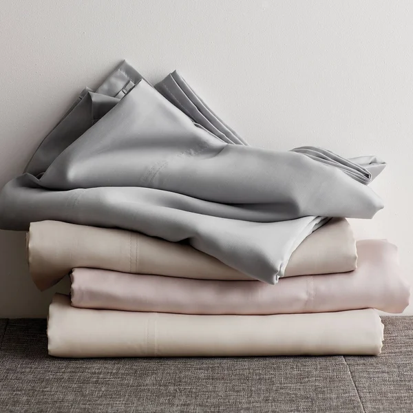 Legends Hotel Tencel Lyocell Sateen Flat Sheet - Sterling - Gray, Size Queen, The Company Store