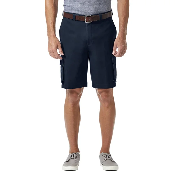 Haggar Mens Stretch Comfort Cargo Shorts, Size: 38, Blue