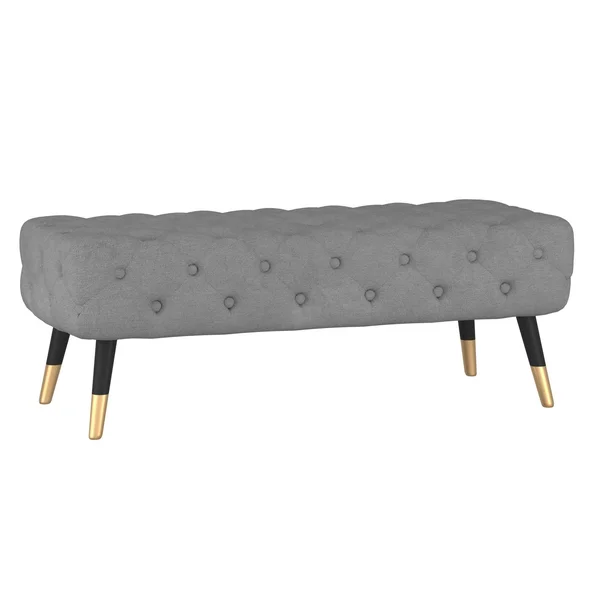 Upholstered Tufted Bench - Grey