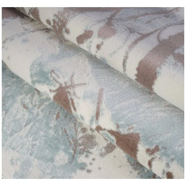 Ladole Rugs Boliviya Collection Floral Pattern Poppy Abstract Area Rug Carpet in Blue-Cream, 5x8 (5&3x22 x 7&6