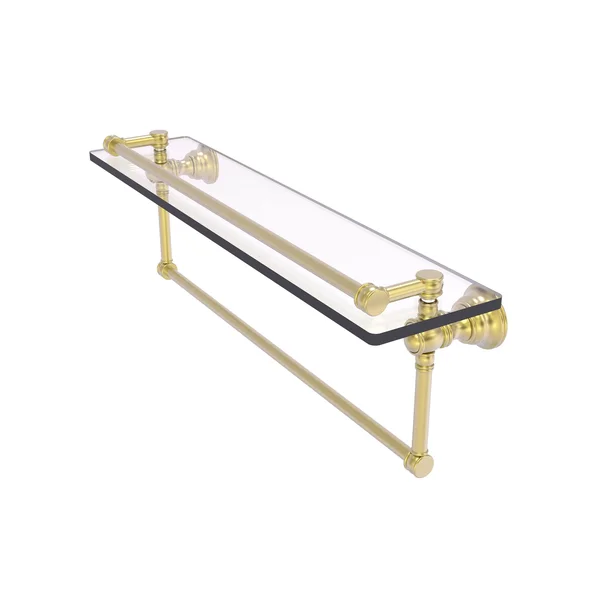 Carolina Collection Gallery Glass Shelf with Towel Bar - Satin Brass, 22 inch