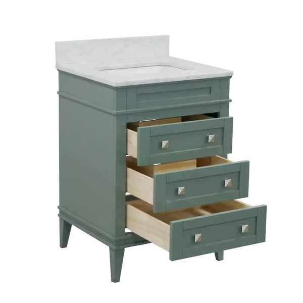 Eleanor 24x22 Single Bathroom Vanity Set Base Finish: Powder Blue - Top Finish: Carrara Marble