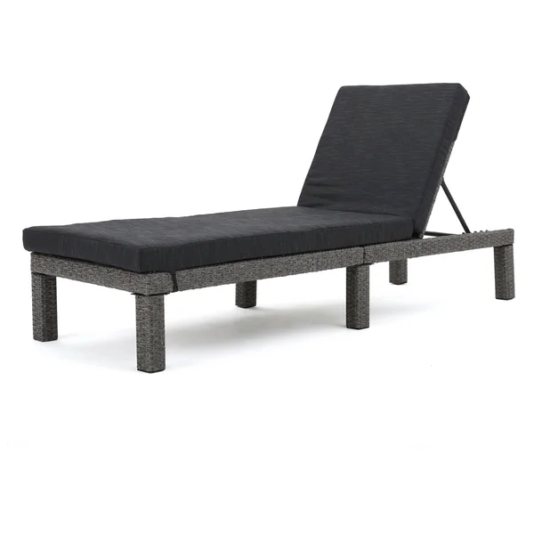Christopher Knight Home Puerta Outdoor Adjustable Wicker Chaise Lounge with Cushion Black