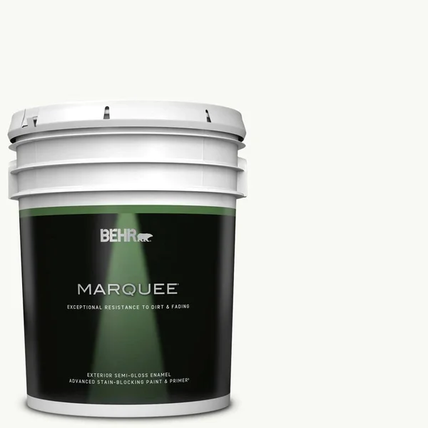 BEHR MARQUEE 5 gal. #PPU18-06 Ultra Pure White Semi-Gloss Enamel Exterior Paint & Primer