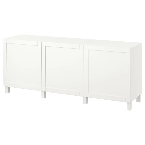 IKEA - BESTÅ Storage Combination with Doors, White/Hanviken/Stubbarp White, 70 7/8x16 1/2x29 1/8